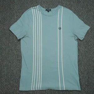 Fred Perry Shirt Mens Large Blue Short Sleeve Crew Pullover Tee Slim